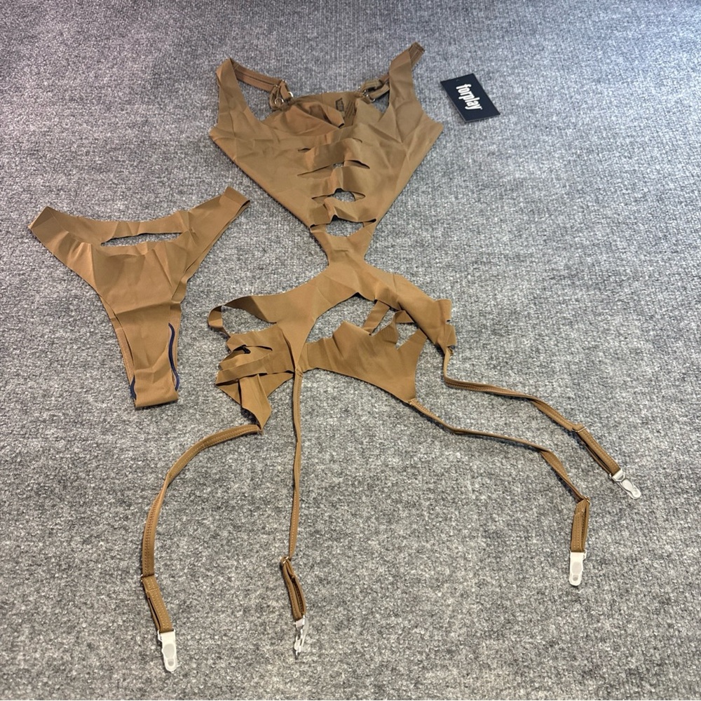 Forplay Brown Cut-Out Lingerie Set